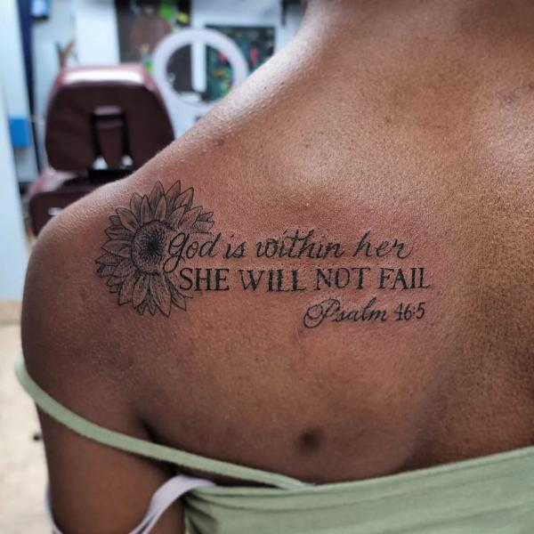 God is within her she will not fail Psalm 46 5 sunflower tattoo
