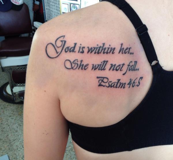 God is within her she will not fail Psalm 46 5 tattoo shoulder blade