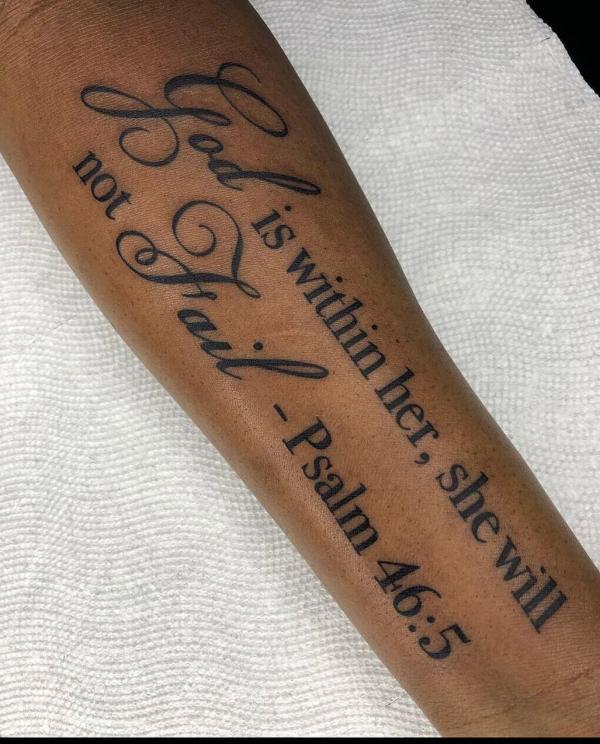 God is within her she will not fail Psalm 46 5 tattoo