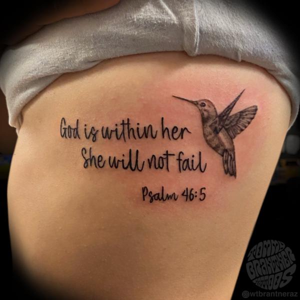 God is within her she will not fail Psalm 46 5 with bird tattoo
