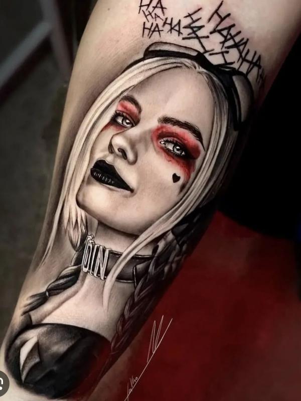 Hahaha Harley Quinn tattoo realistic
