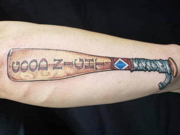 Harley Quinn Good Night bat tattoo