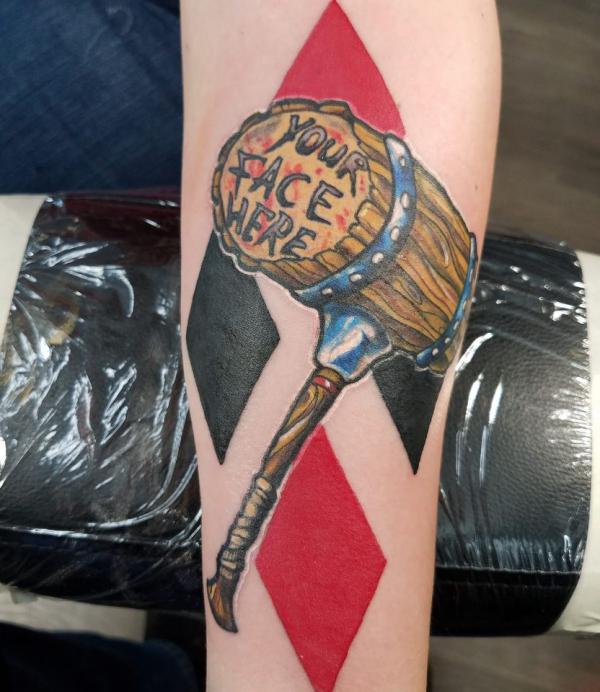 Harley Quinn Mallet and diamond tattoo