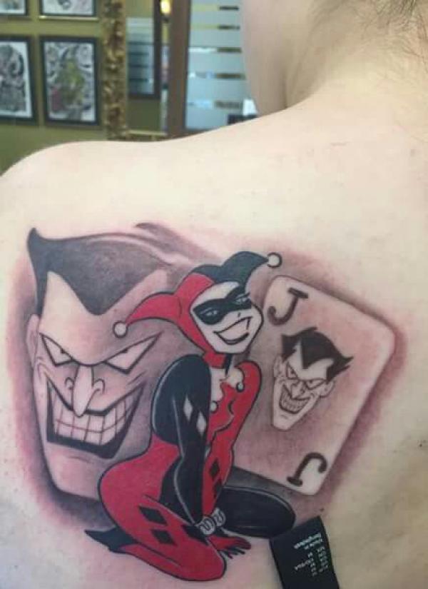 Harley Quinn and Joker card tattoo 1