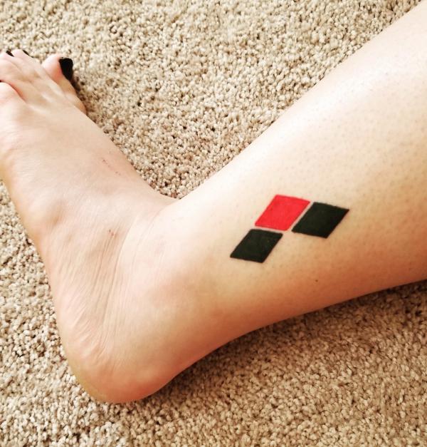 Harley Quinn diamond ankle tattoo