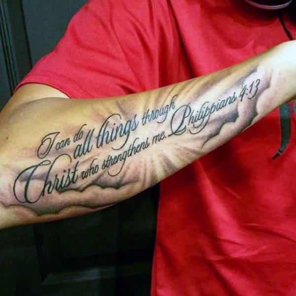 I can do all things through Christ which strengtheneth me philippians 4 13 Bible verse forearm tattoo