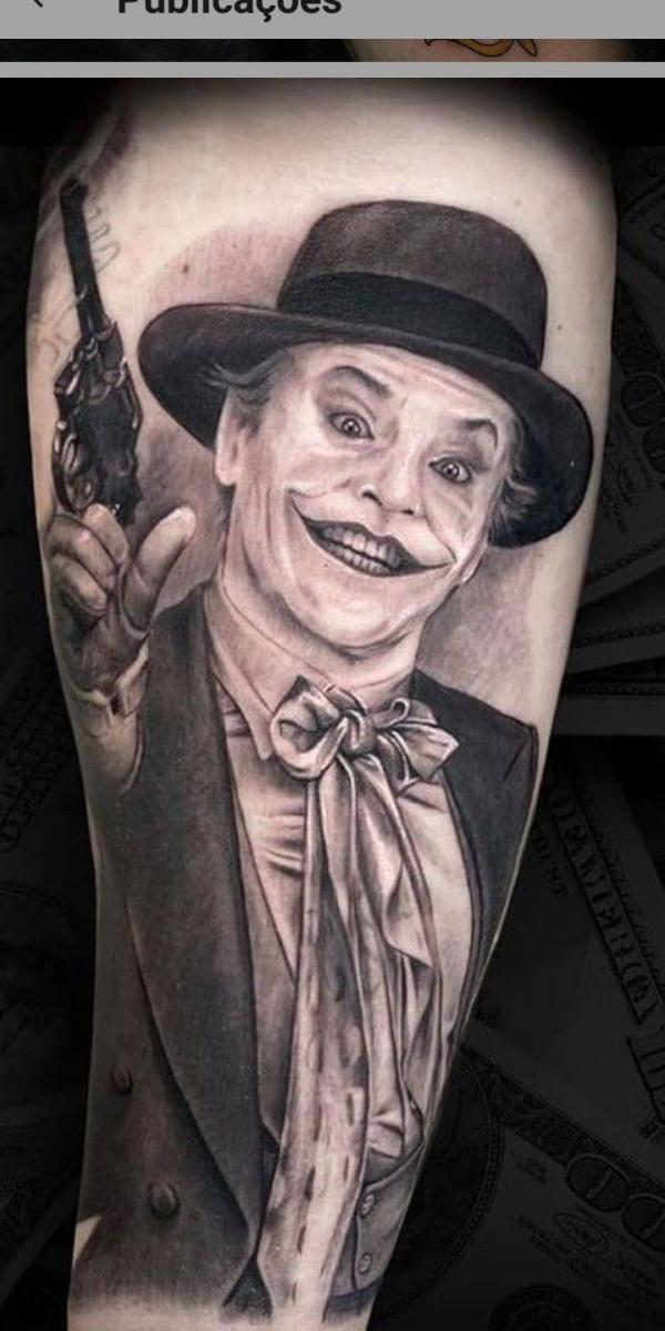 Jack Nicholson joker tattoo black and white