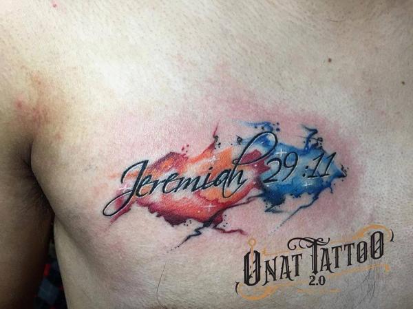 Jeremiah 29 11 chest tattoo watercolor