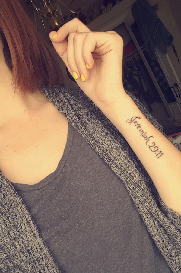 Jeremiah 29 11 tattoo forearm
