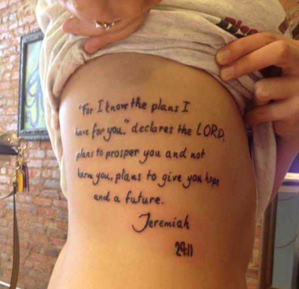 Jeremiah 29 11 tattoo rib cage