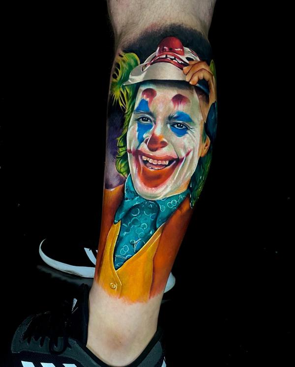 Joker leg tattoo