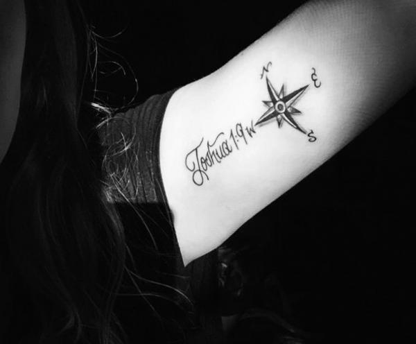 Joshua 1 9 with compass tattoo