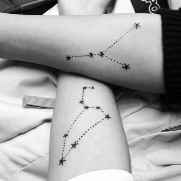 Leo and cancer constellation matching tattoo