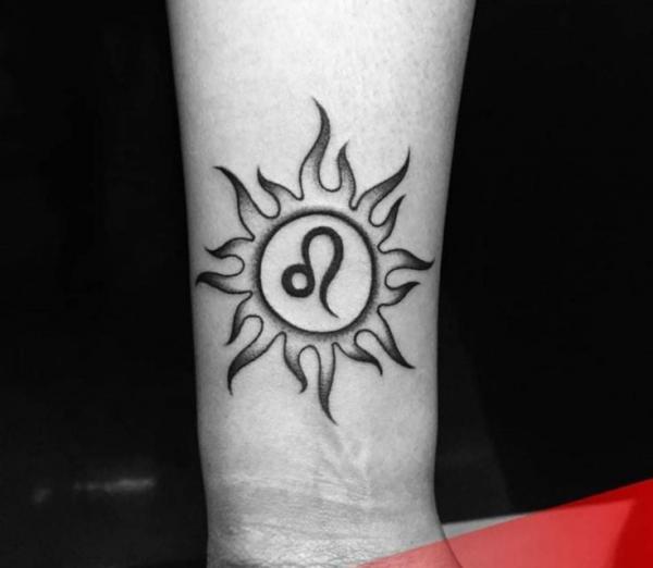 Leo and sun tattoo