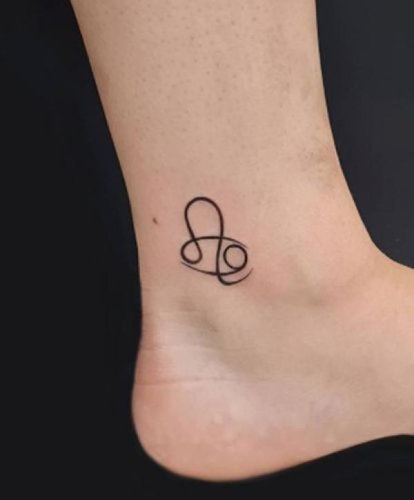 Leo glyph ankle tattoo