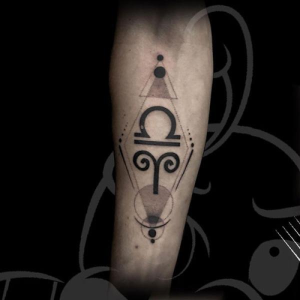 Libra and Aries Geometric tattoo