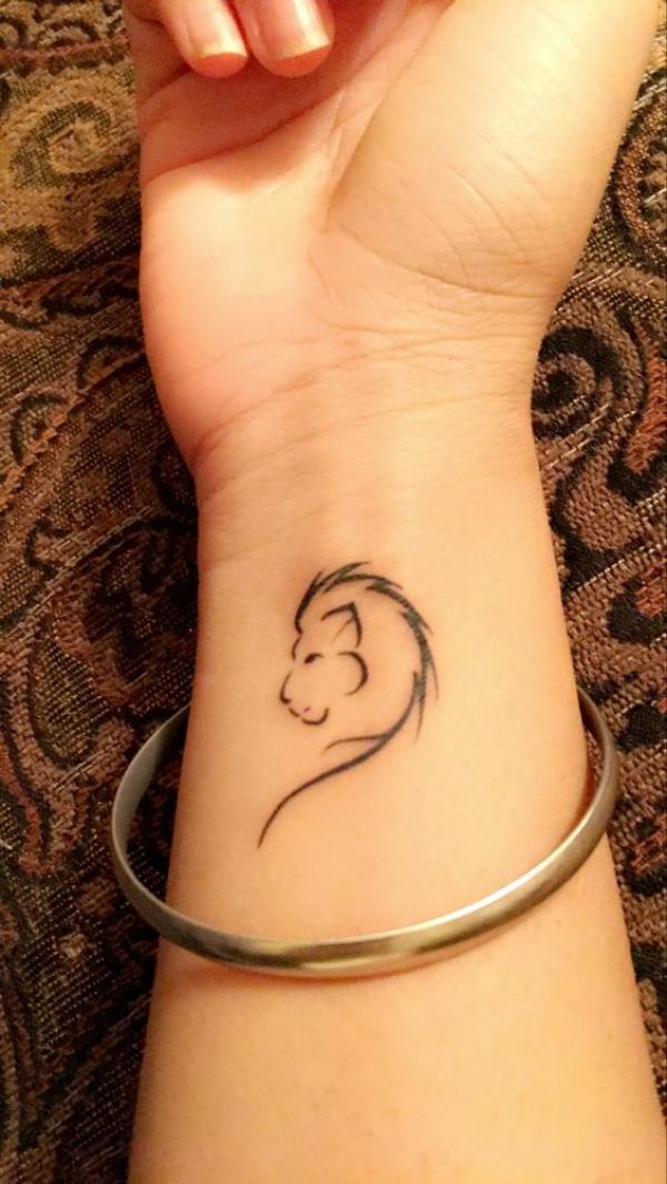 Lion head wrist tattoo