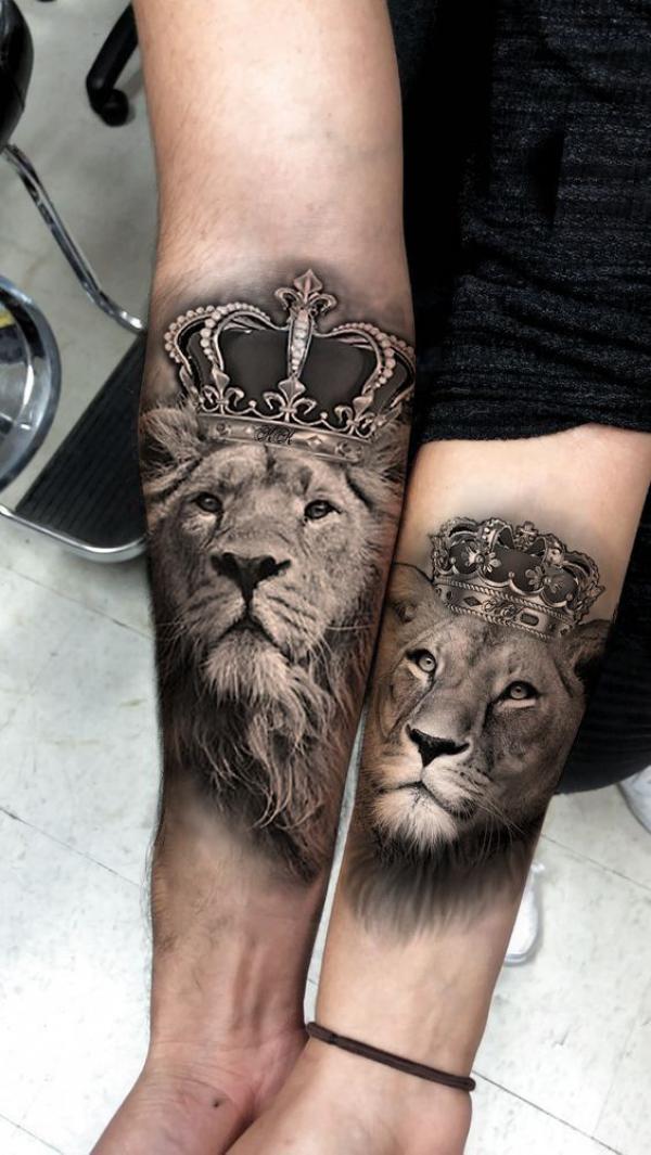 Lion king and qween matching tattoo
