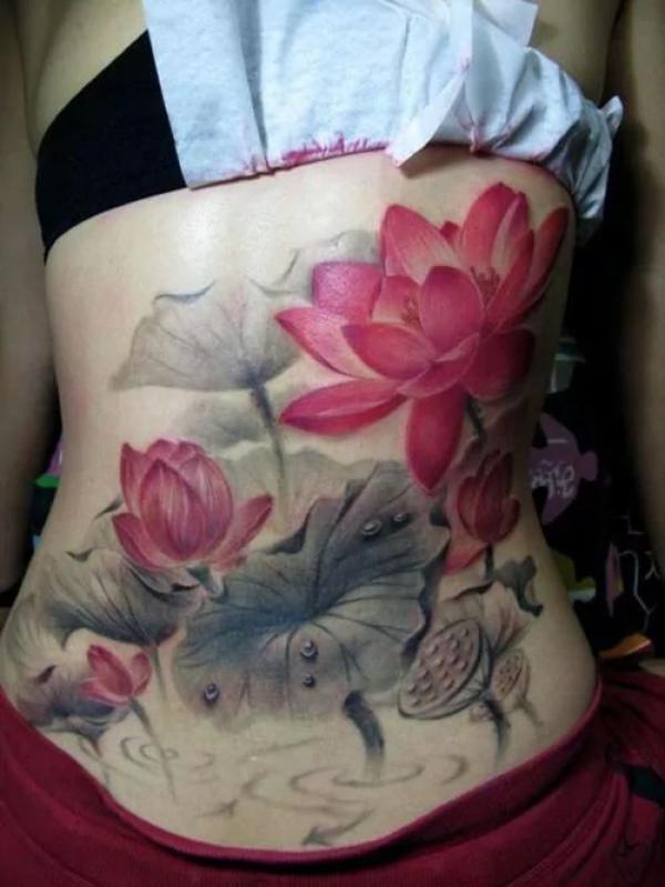 Lotus leaf and lotus stomach tattoo