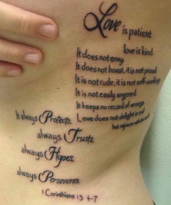 Love is patient 1 corinthians 13 4 verse tattoo