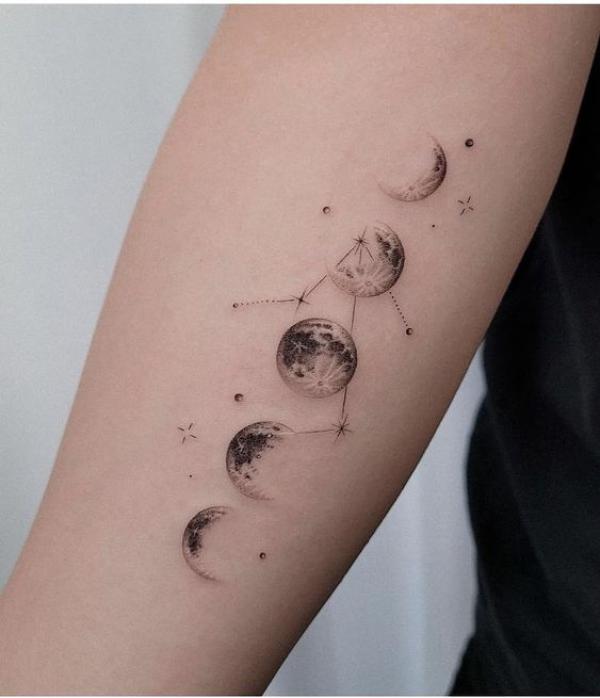 Moon phases and constellation tattoo
