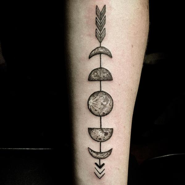 Moon phases with arrow tattoo