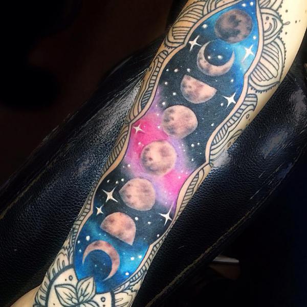 Moon phases with stars tattoo