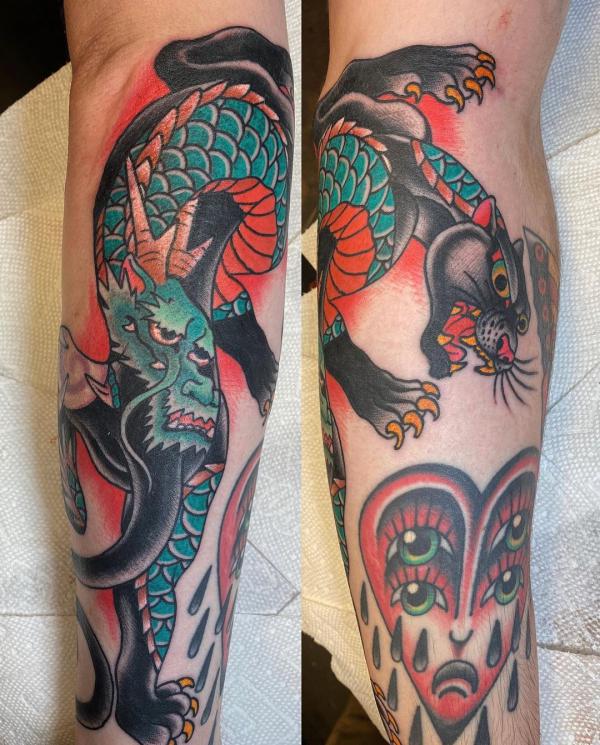 Panther and dragon tattoo
