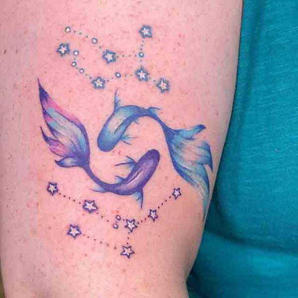 Pisces and virgo constellation tattoo