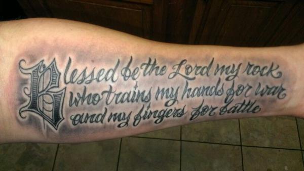 Psalm 144 1 forearm tattoo