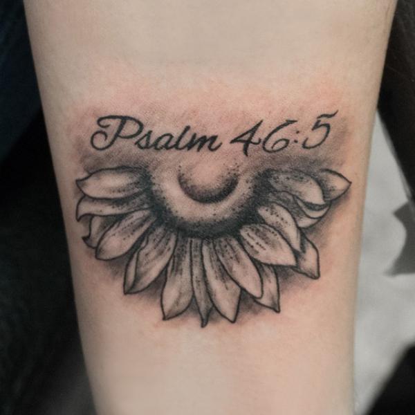 Psalm 46 5 half sunflower tattoo