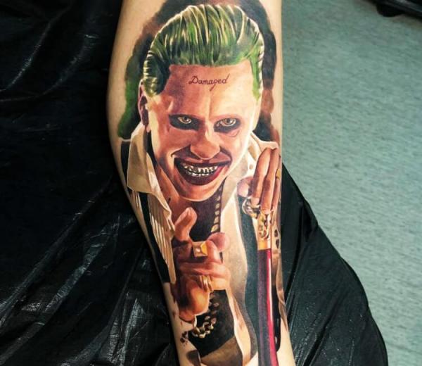 Realistic Jared Leto Joker tattoo