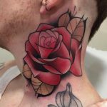 Red rose neck tattoo