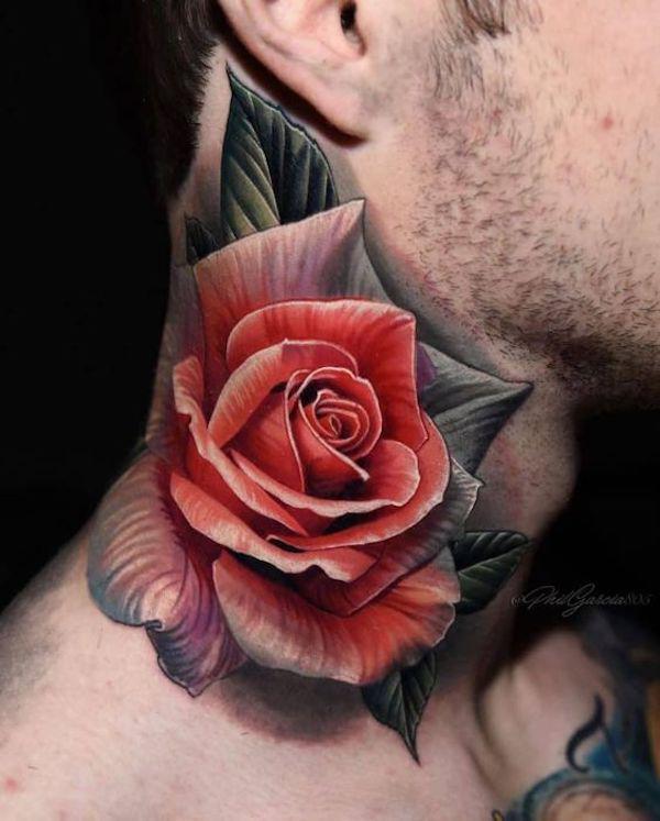 Red rose with dark leaves