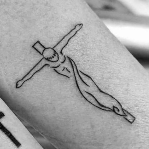 Simple cross tattoo with jesus