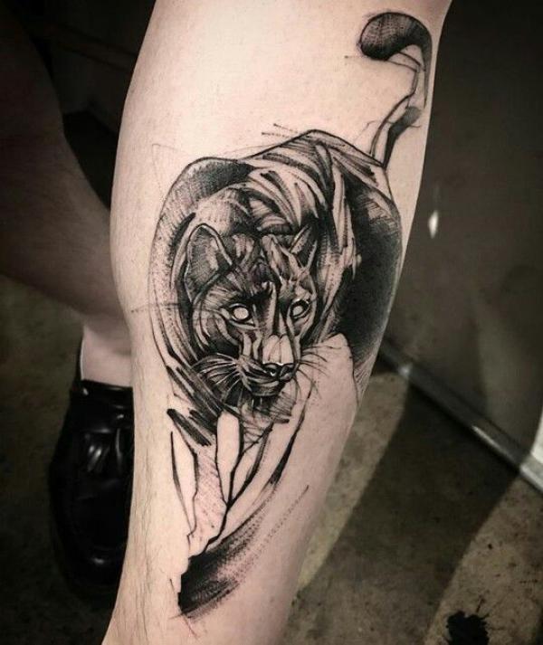Sketchy black panther arm tattoo