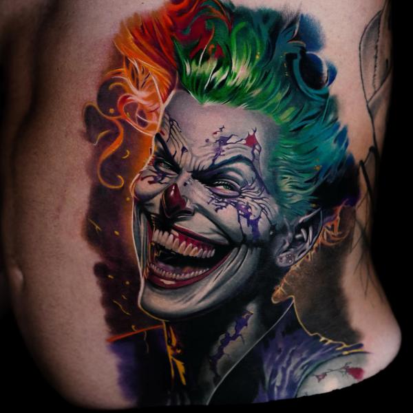 Smiling Joker side tattoo