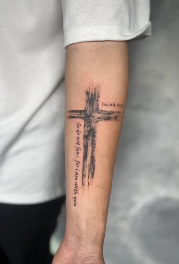 So do not fear for I am with you isaiah 41 10 cross tattoo