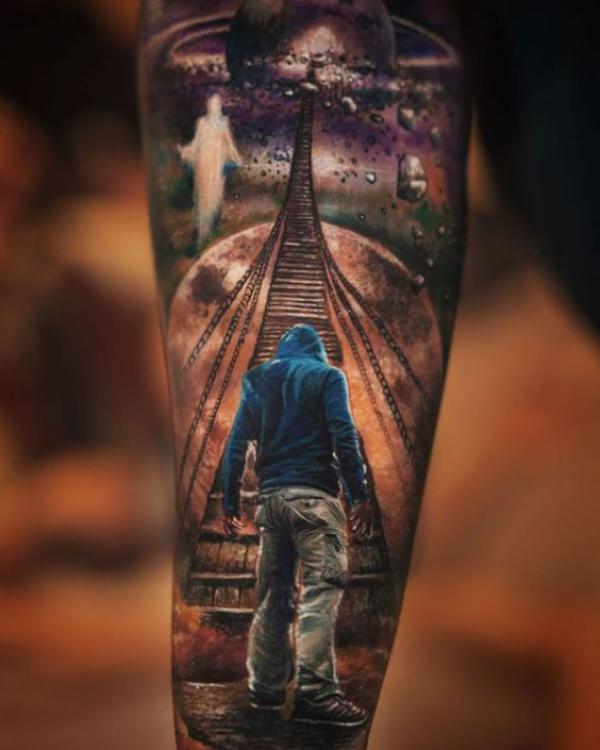 Staircase to heaven inner forearm tattoo