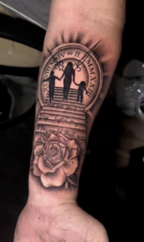 Staircase to heaven with family tattoo