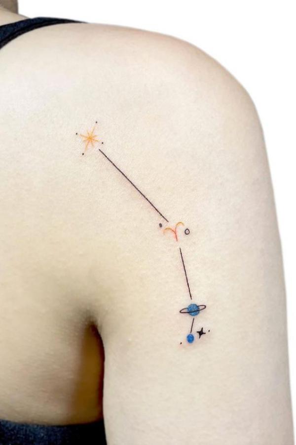 Stars Aries constellation shoulder tattoo