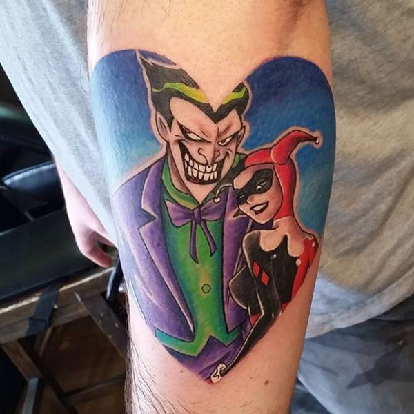 Suicide Squad Harley Quinn and Joker in heart tattoo