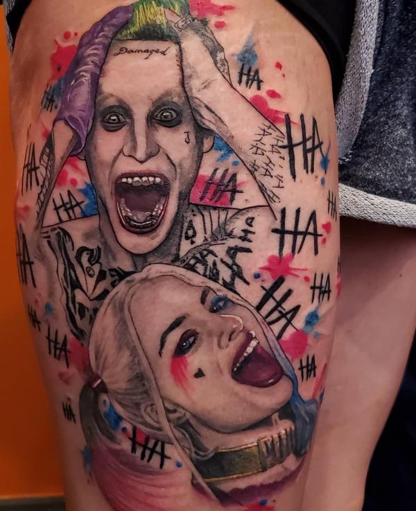 Suicide squad joker and Harley Quinn tattoo