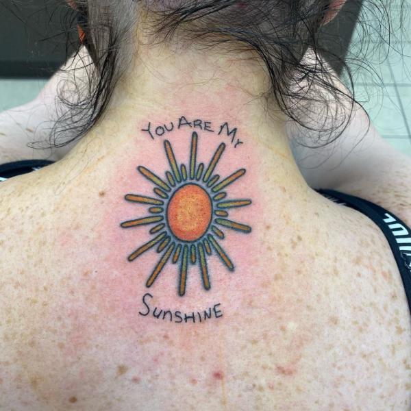 Sun You Are My Sunshine neck tattoo