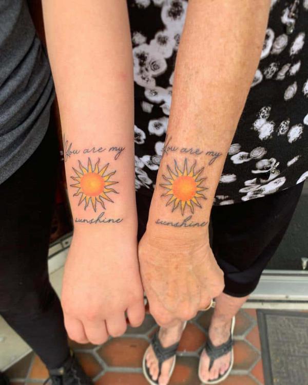 Sun you are my sunshine couple tattoo