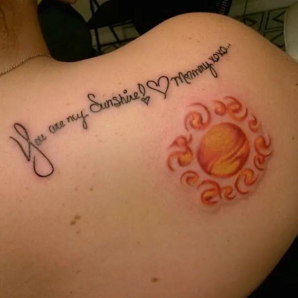 Sun you are my sunshine shoulder blade tattoo