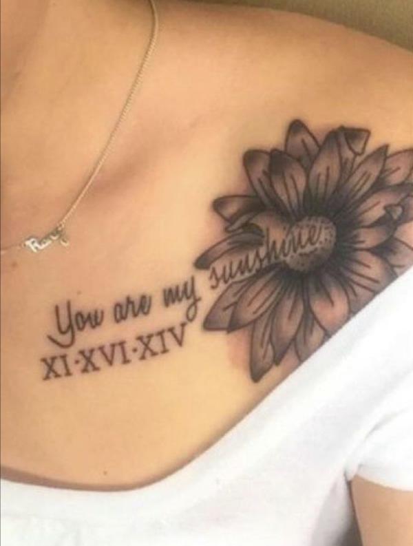Sunflower You are my sunshine chest tattoo