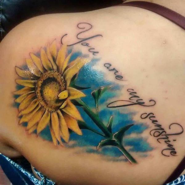 Sunflower you are my sunshine back tattoo