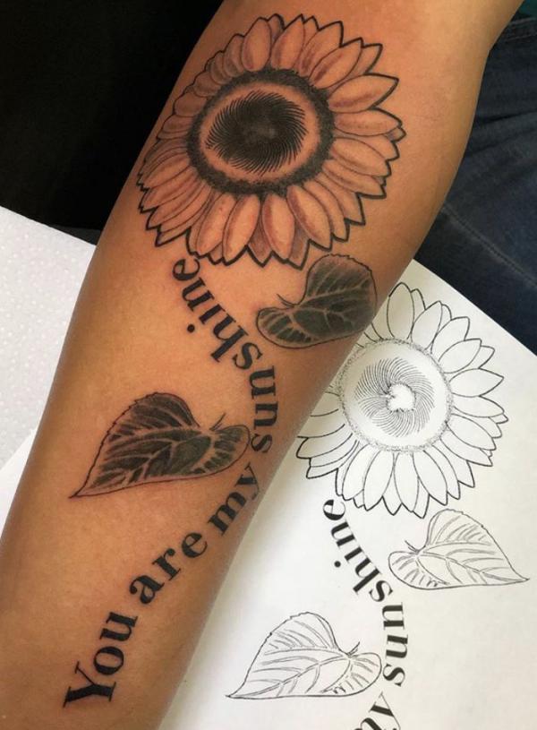 Sunflower you are my sunshine outer forearm tattoo