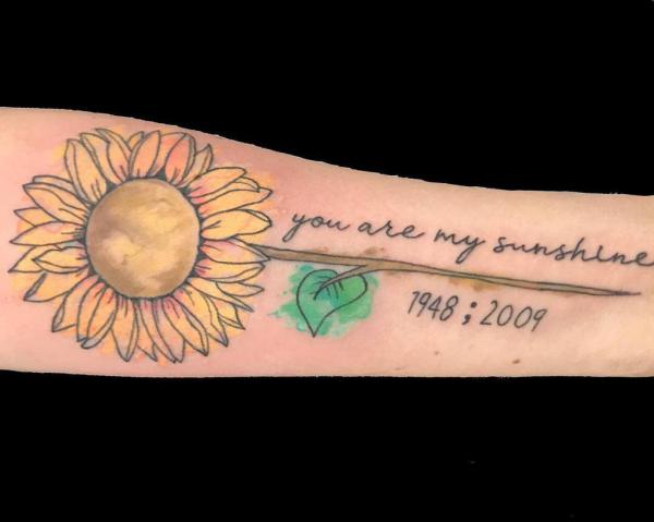 Sunflower you are my sunshine with year tattoo